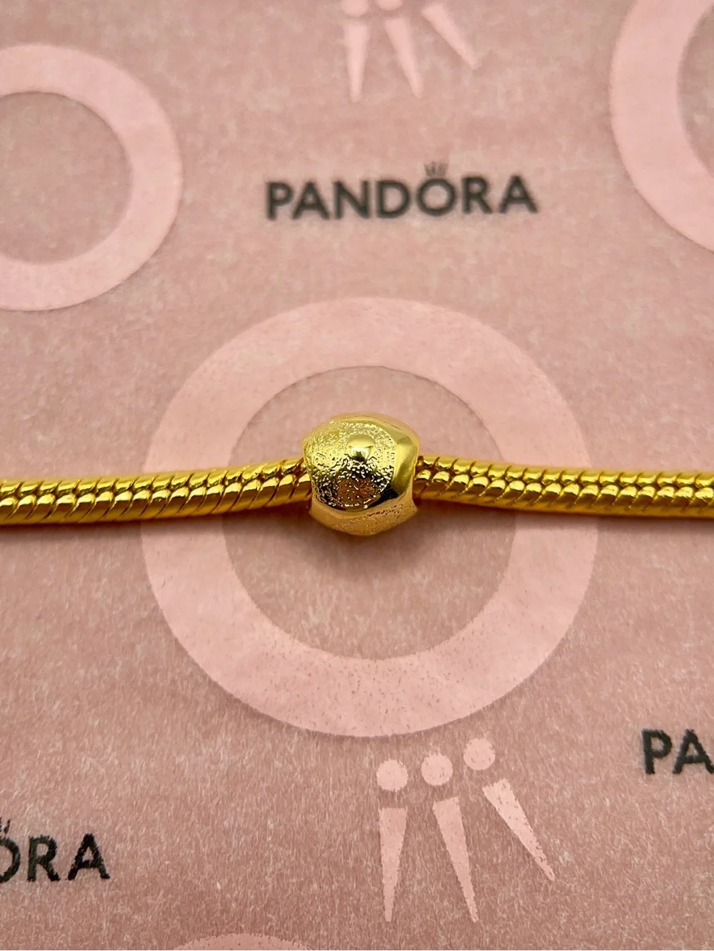 Pandora Gold Textured Round Mini Charm 763071C00